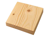 Muestra de madera sólida de pino: amarillo claro, con vetas marcadas y algún nudo